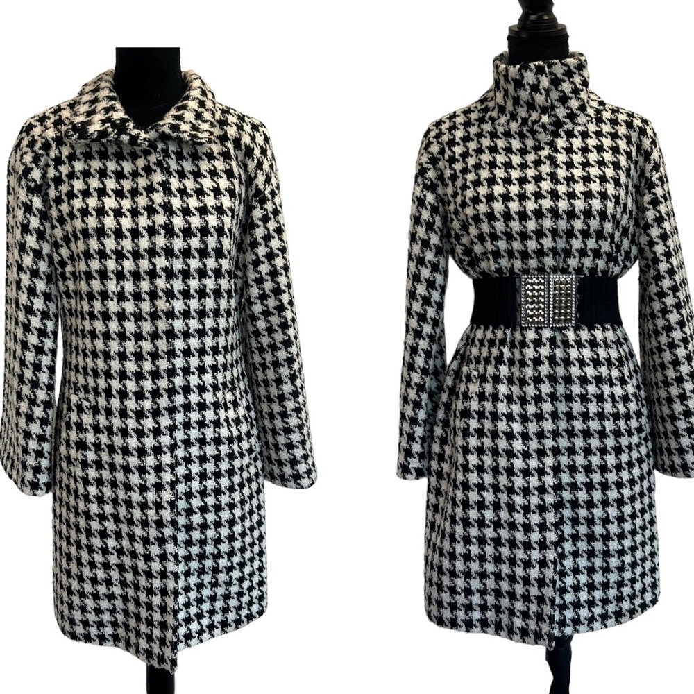 Spanner black white houndstooth peacoat Sz 2